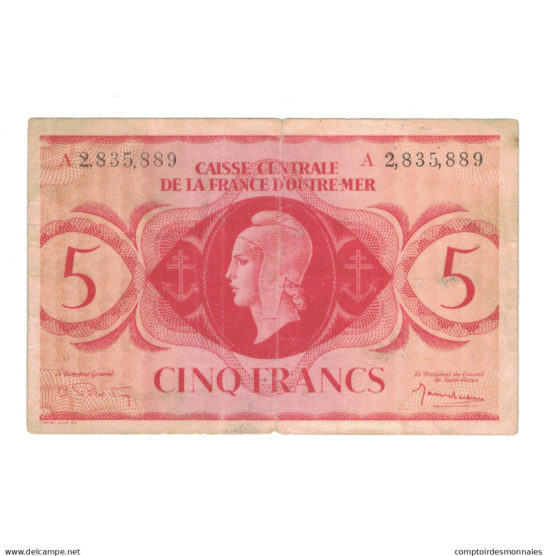 Billet, Afrique-Équatoriale Française, 5 Francs, KM:15d, TB+ - Gabun