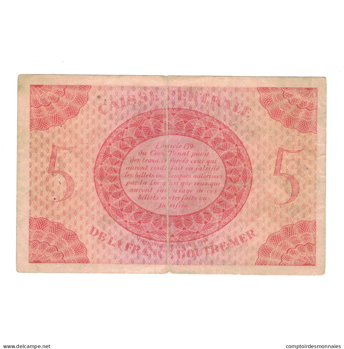 Billet, Afrique-Équatoriale Française, 5 Francs, KM:15d, TB+ - Gabon