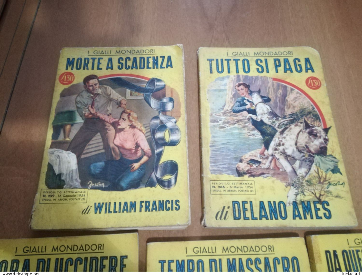 LOTTO 5 VECCHI GIALLI MONDADORI ANNI 1954 1955 - Policíacos Y Suspenso