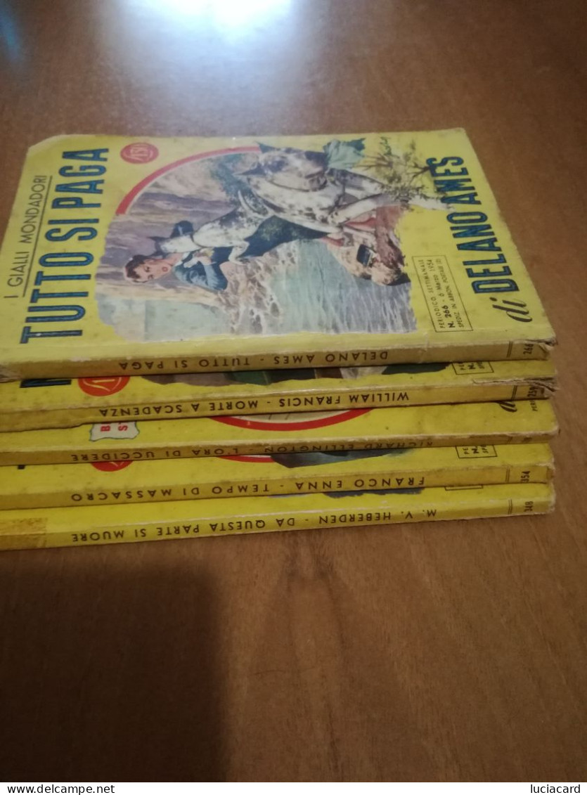 LOTTO 5 VECCHI GIALLI MONDADORI ANNI 1954 1955 - Policíacos Y Suspenso