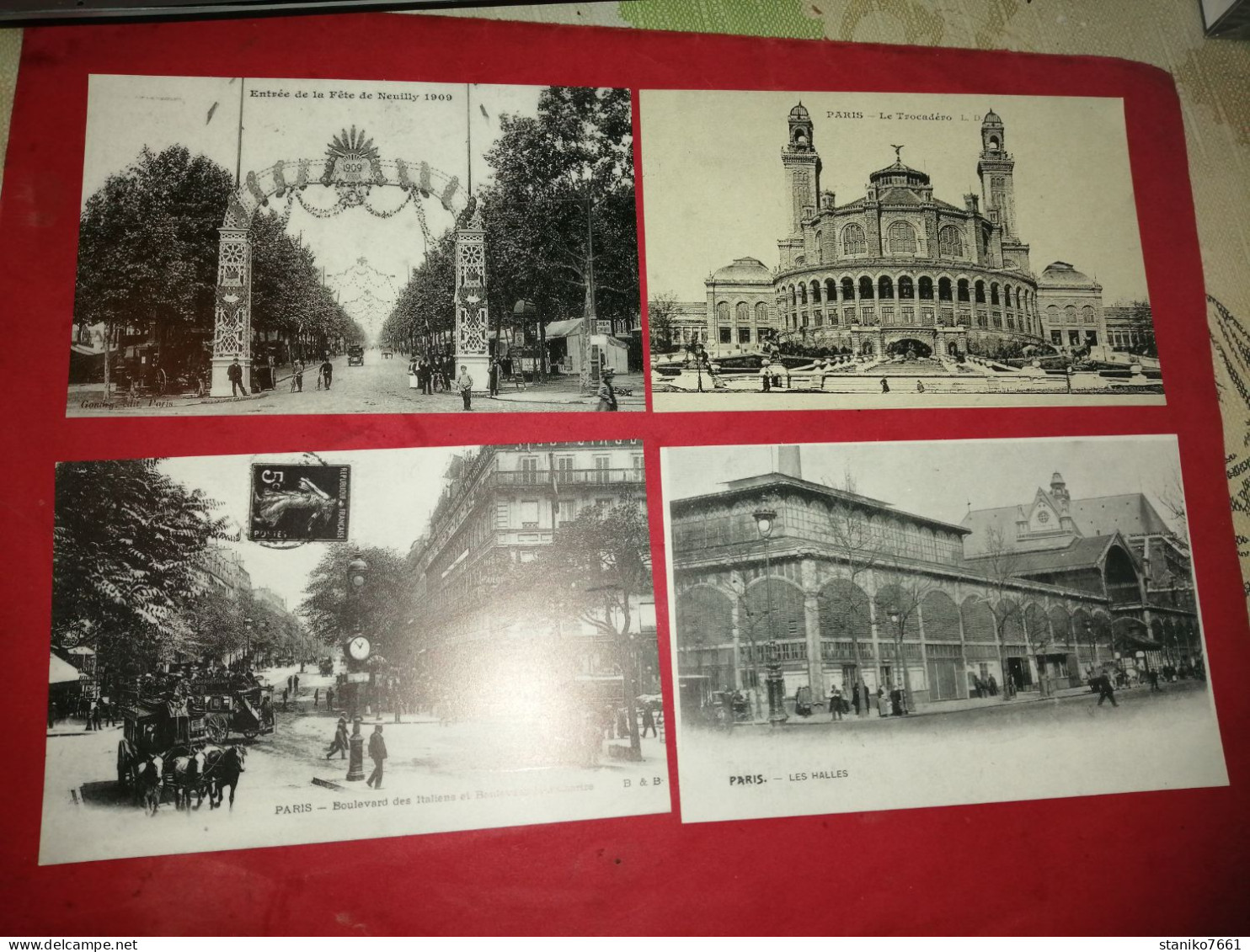 4 Carte Postale Paris Fêtes De Neuilly Le Trocadéro Boulevard Des Italiens Montmartre Les Halles - Denkmäler