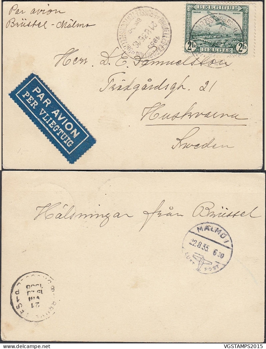 Belgique 1935  -Lettre  Par Avion De Bruxelees Vers Huskvarna  -Sweden................(DD) DC-11484 - Used