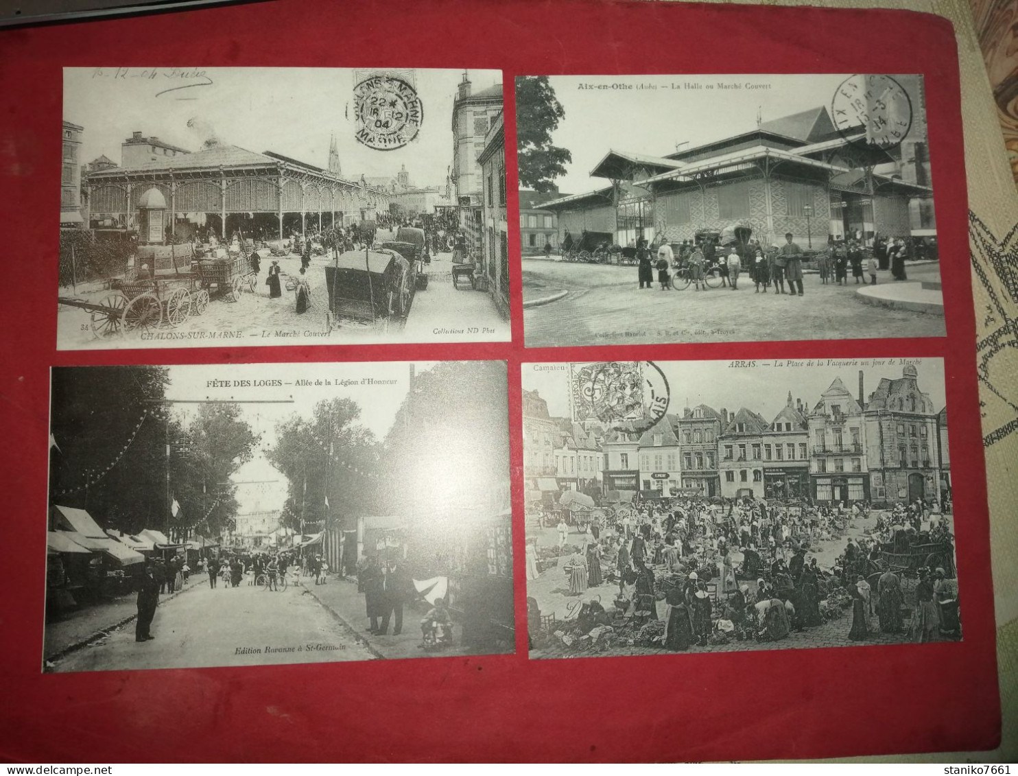 4 Carte Postale Chalon Sur Marne  Aix En Othe Le Marché Couvert Fêtes Des Loges Arras Jour De Marché - Plazas De Mercados