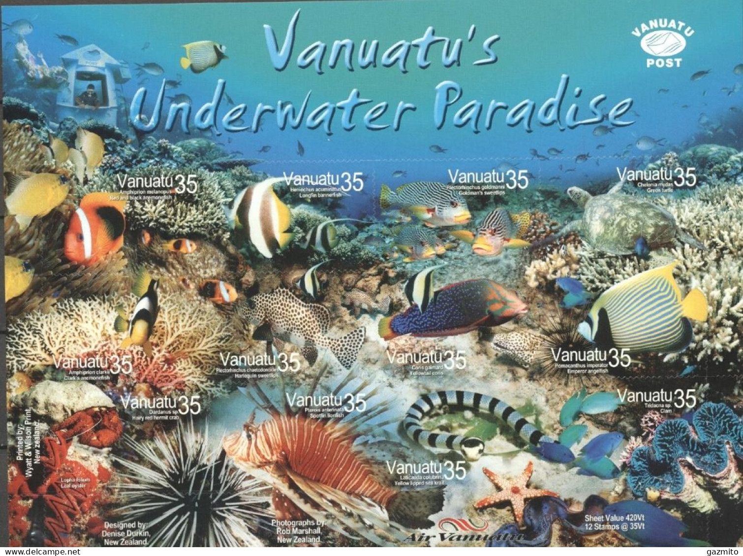 Vanuatu 2004, Fishes, Diving, 12val In Block - Plongée