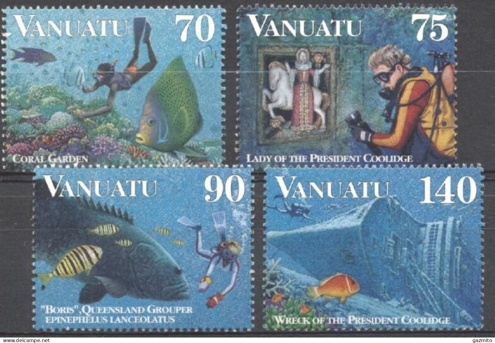 Vanuatu 1997, Fishes, Diving, Boat, 4val In - Duiken