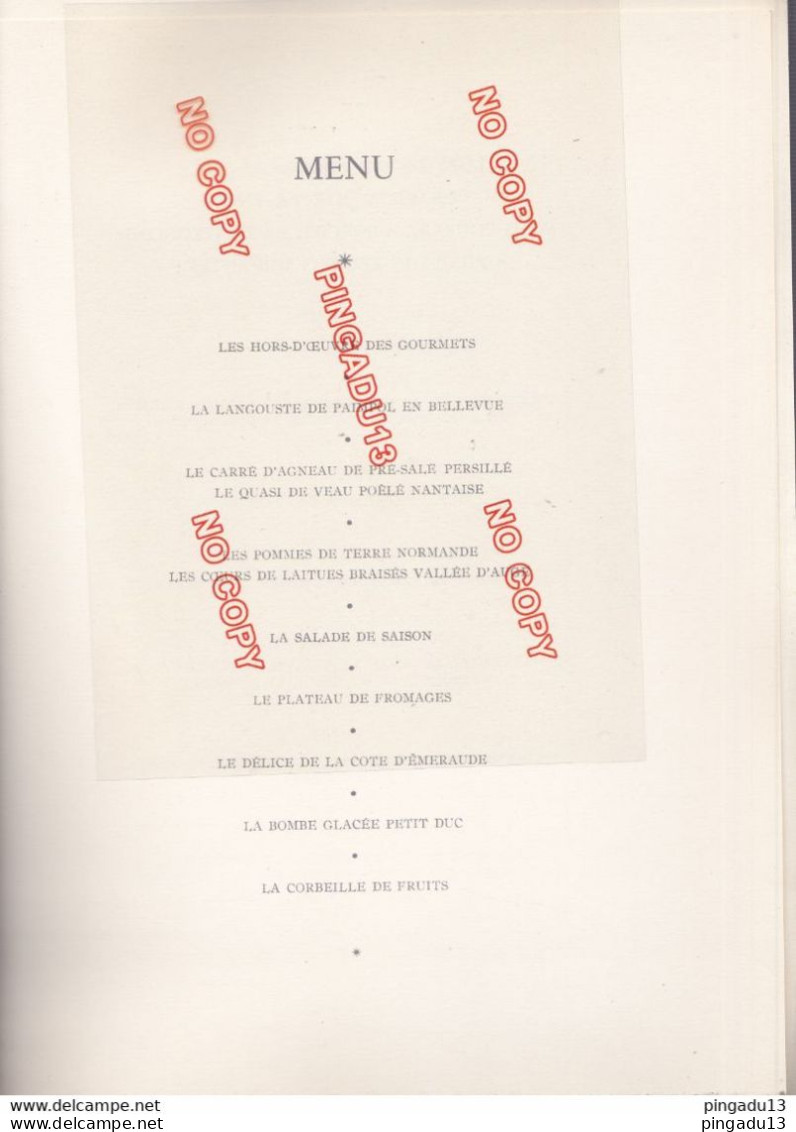 Fixe Menu Air France Province Gastronomique Normandie Bretagne .. Vol Paris Chicago 11 Février 1961 Illustrateur Georget - Menus