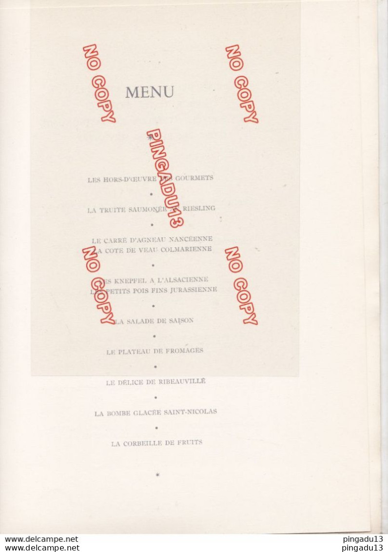 Fixe Menu Air France Province Gastronomique Alsace Lorraine .. Vol Paris Chicago 1 Mars 1961 Illustrateur Georget - Menus