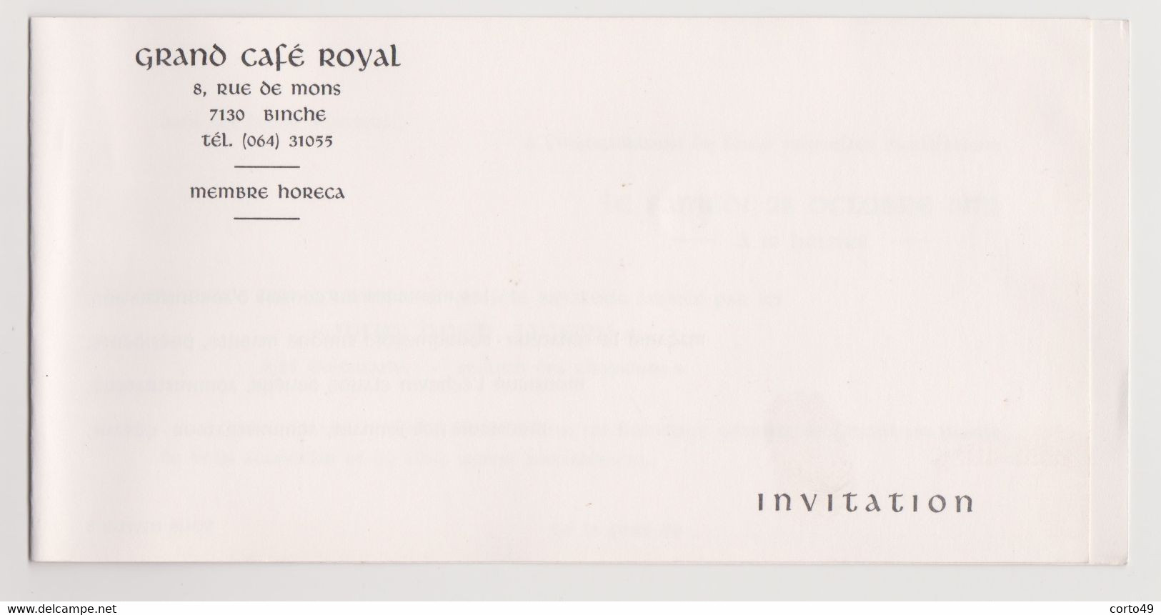INVITATION Pour L' INAUGURATION Du " GRAND CAFE ROYAL" De BINCHE En 1972  - Voir Les 4 Scans ! - Binche