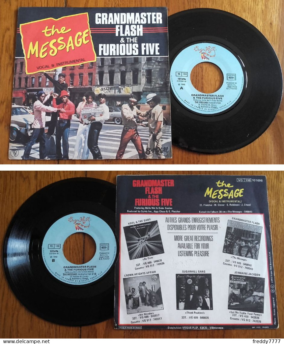 RARE French SP 45t RPM (7") GRANDMASTER FLASH & THE FURIOUS FIVE «The Message» (1982) - Dance, Techno & House