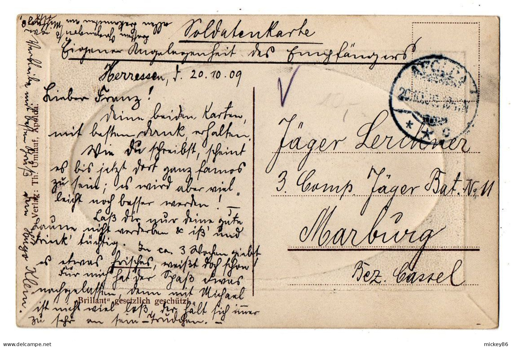 Allemagne - APOLDA -1909 - Reichspost.........cachet  ....pas Très Courante - Apolda