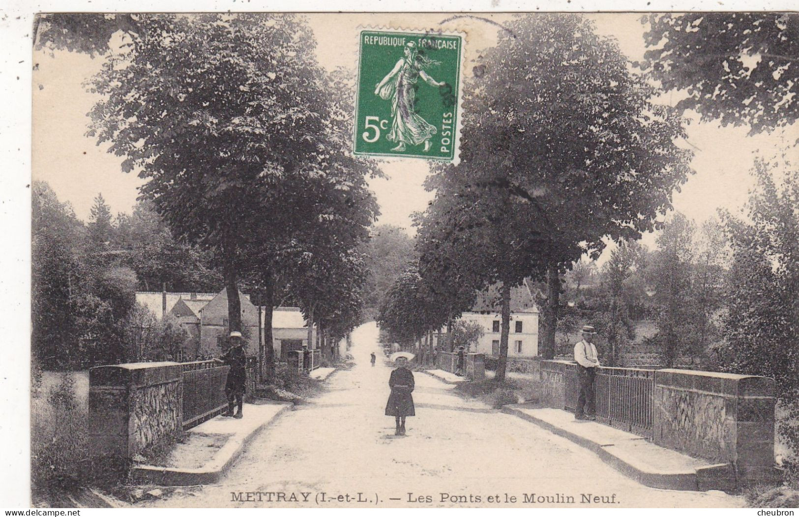 37. METTRAY. CPA. LES PONTS ET LE MOULIN NEUF. ANIMATION. ANNEE 1908 + TEXTE - Mettray