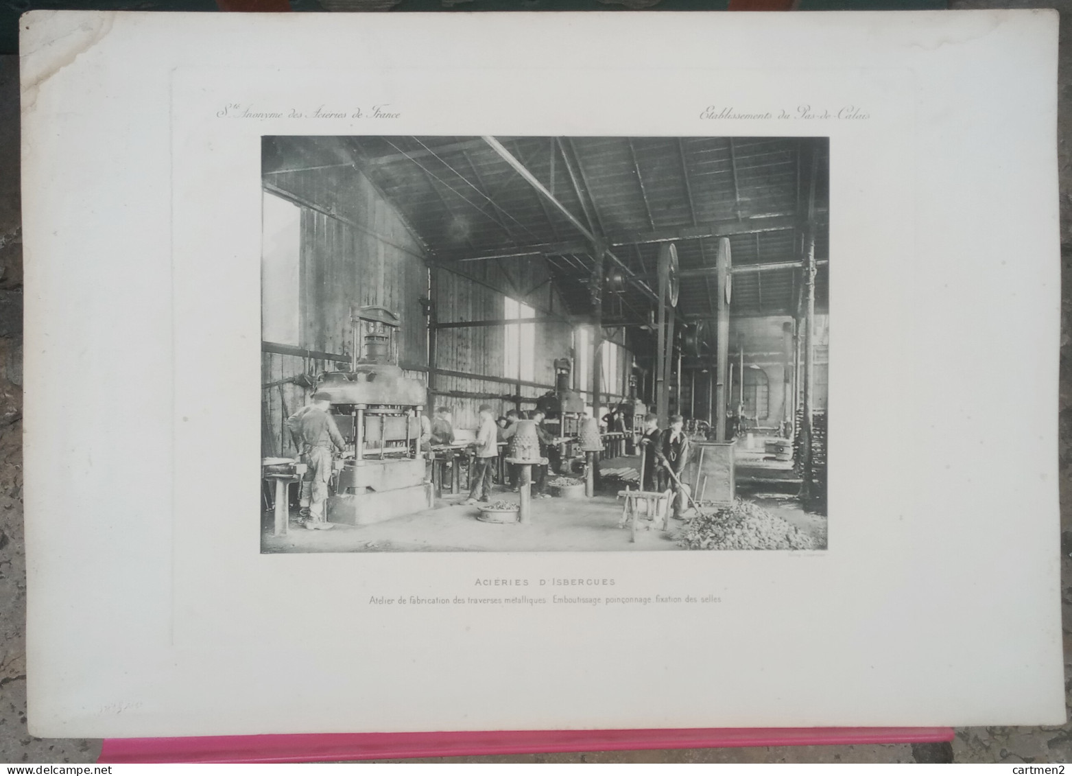 ACIERIES ISBERGUES GRANDE PHOTOGRAVURE HELIOGRAVURE ATELIER FABRICATION TRAVERSES USINE INDUSTRIE METALLURGIE 62 - Isbergues