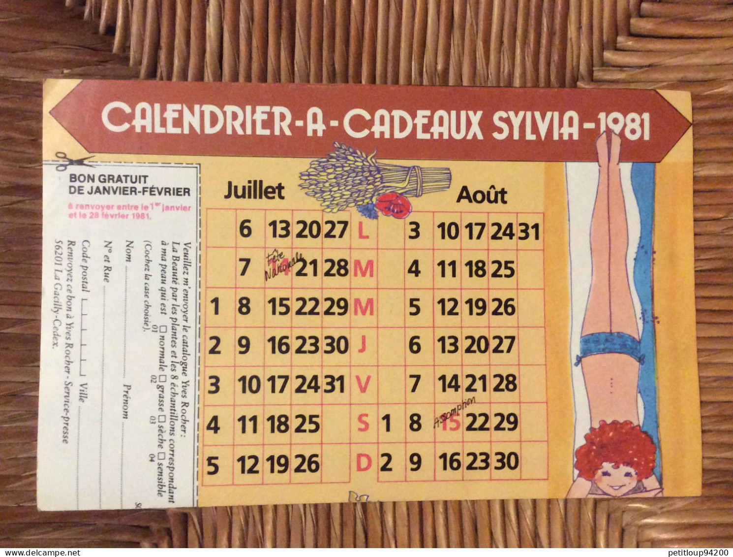 CALENDRIER 1981 Sélection Du READER’S DIGEST Calendrier A Cadeaux SYLVIA - Big : 1981-90