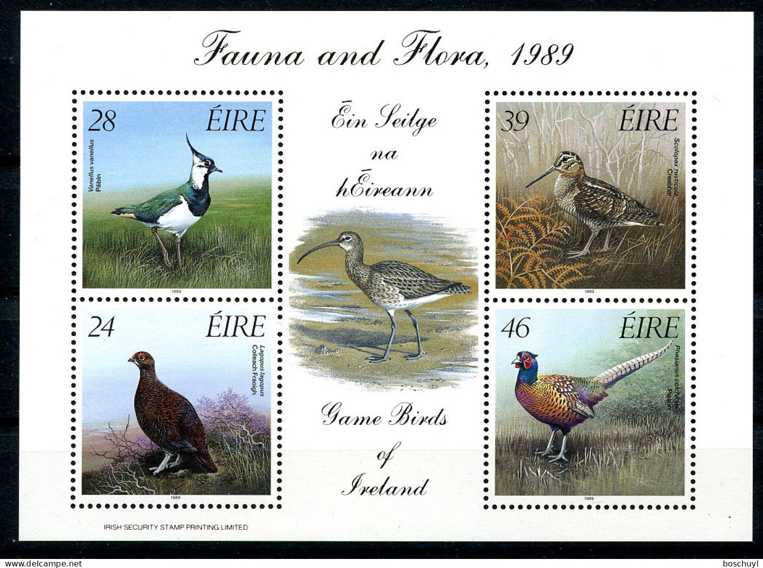 Ireland, 1989, Hunting Birds, Animals, Fauna, MNH, Michel Block 7 - Blocs-feuillets