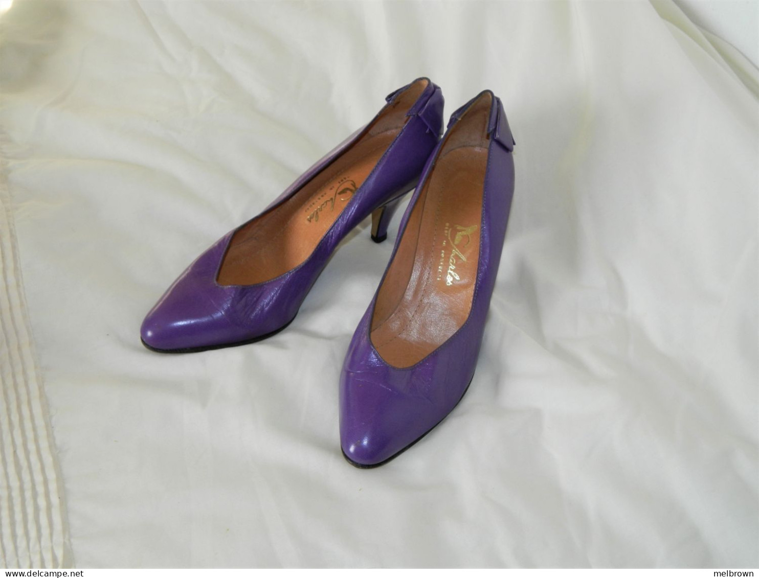 Vintage Purple Stiletto Shoes - Portuguese Leather - Size 38 - Altri & Non Classificati