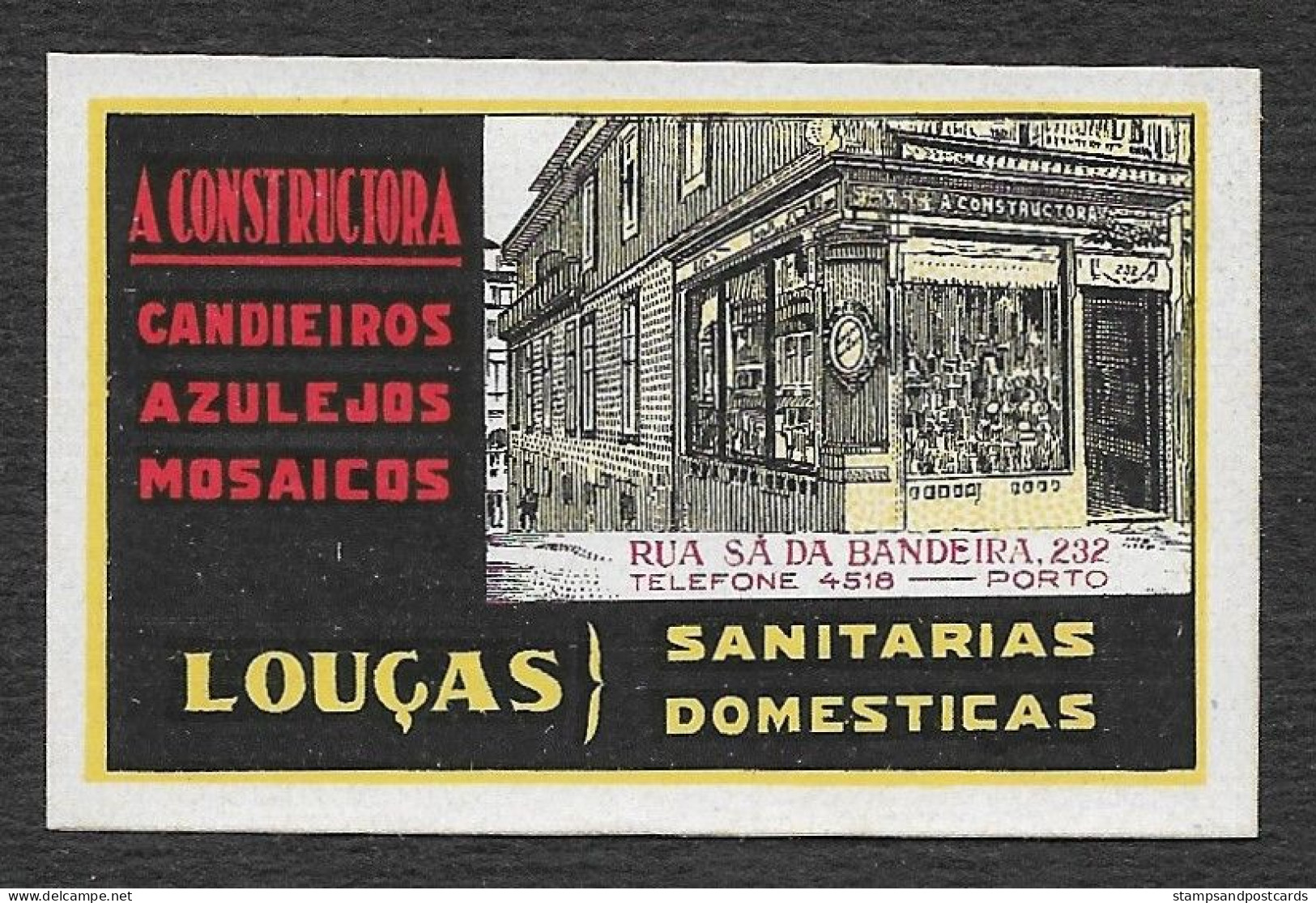 Portugal Vignette Publicitaire A Constructora Rua Sá Da Bandeira Porto Azulejos Mosaïques Tiles Mosaics Pub Cinderella - Local Post Stamps