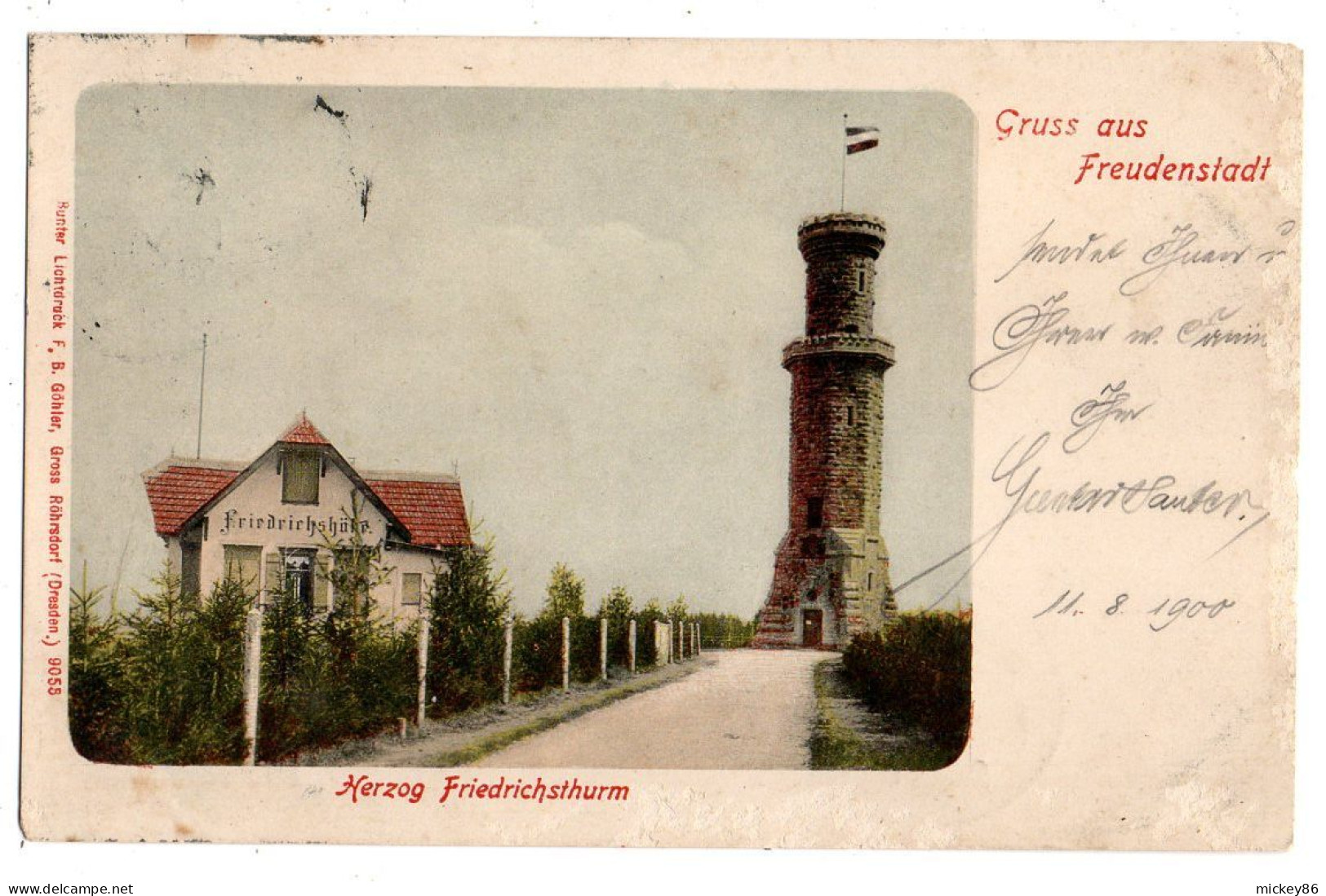 Allemagne -- FREUDENSTADT --1900---Gruss Aus   ...Herzog Friedrichsthurm  ..pas Très Courante--...beau Cachet EBINGEN - Freudenstadt