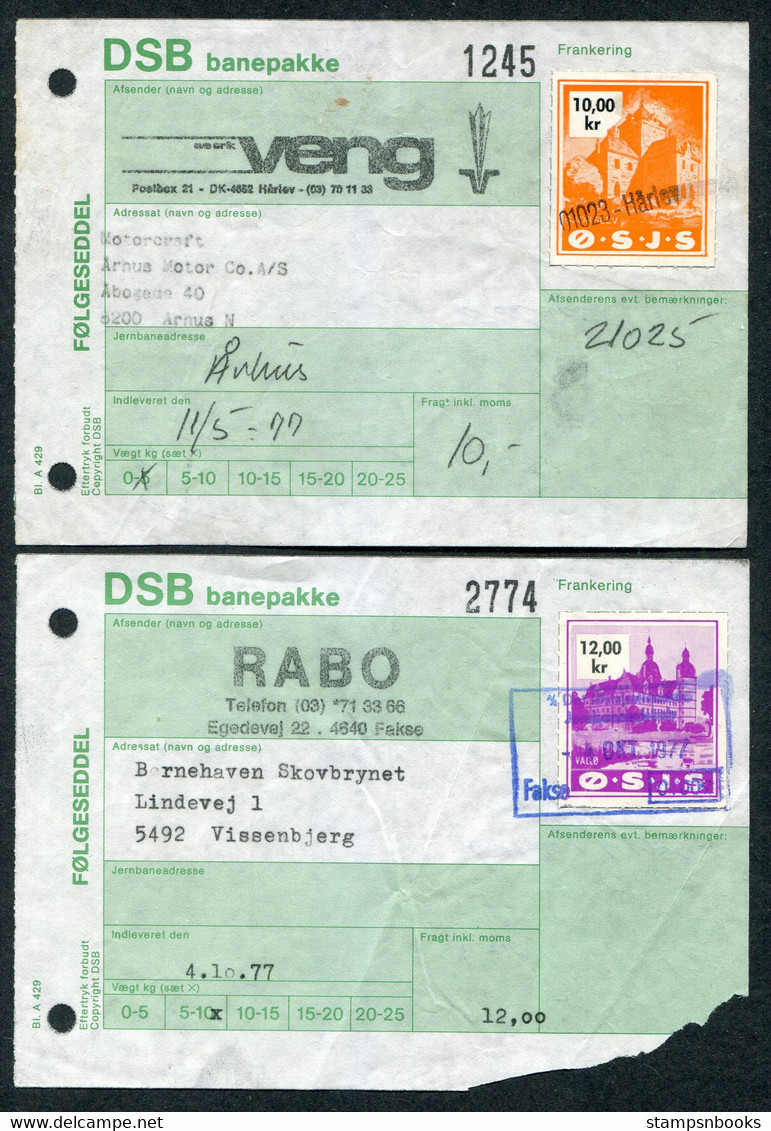 1977-82 Denmark X 3 DSB Banepakke Railway Parcel Docs O.S.J.S. - Cartas & Documentos