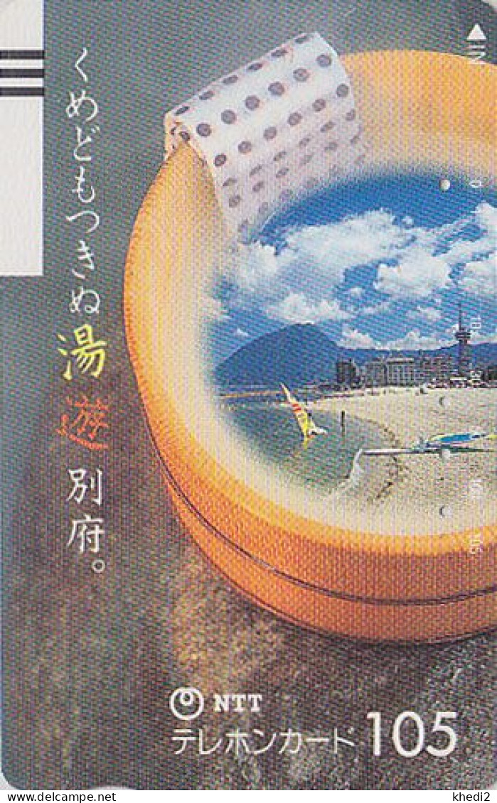 Télécarte Ancienne JAPON / NTT 390-061 - Plage Bateau Voilier Bouée TBE - Beach & Ship JAPAN Front Bar Phonecard - Boats