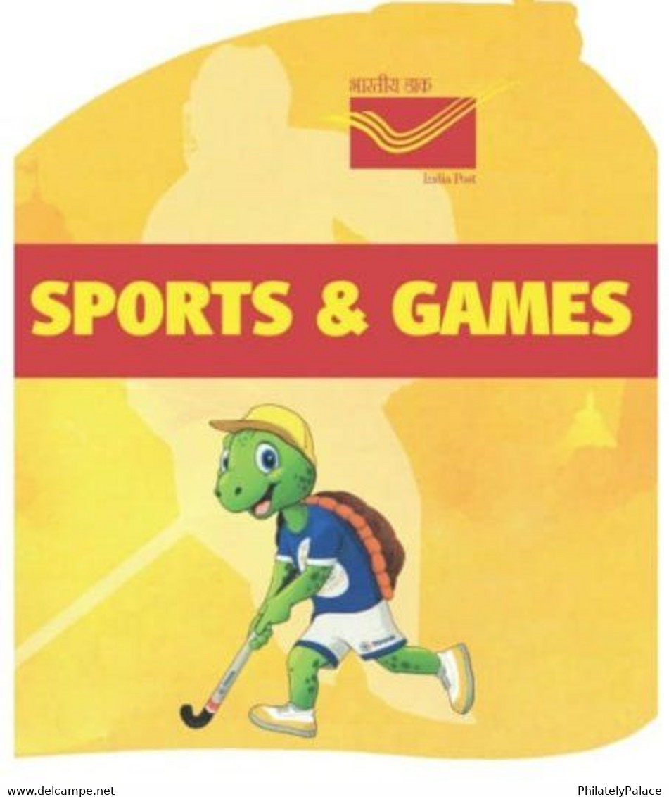 Hockey,Turtle,Olympics,Commonwealth, Badminton, Wrestling, Gun, Presentation Pack, 4 MS MNH India 2020 (**) Inde Indien - Hockey (su Erba)