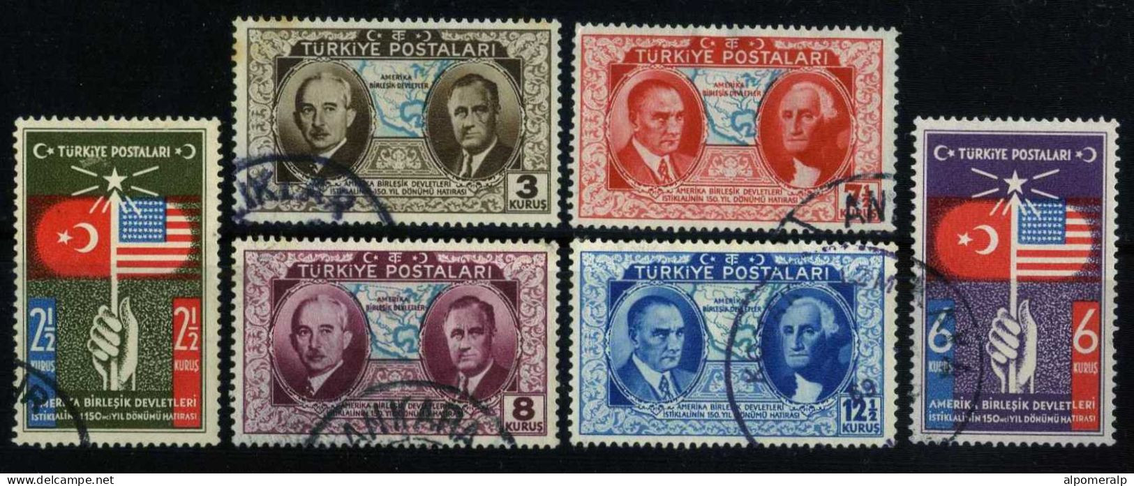 Türkiye 1939 Mi 1047-1052 150th Anniversary Of USA Independence - Gebruikt