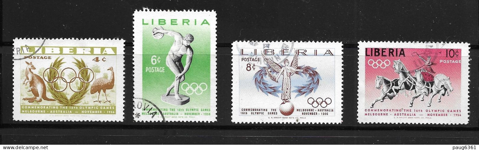 LIBERIA  1956 JO MELBOURNE  YVERT N°336/39 OBLITERES - Ete 1956: Melbourne