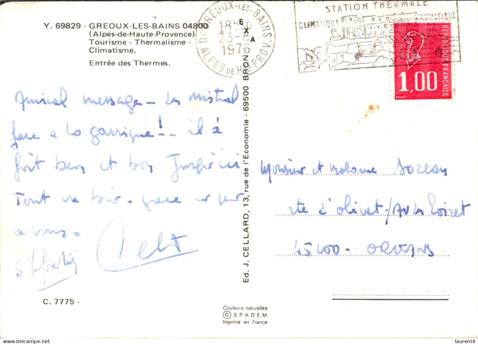 (4 P 5)  France - Posted 1976 - Thermes De Gréoux Les Bains - Santé