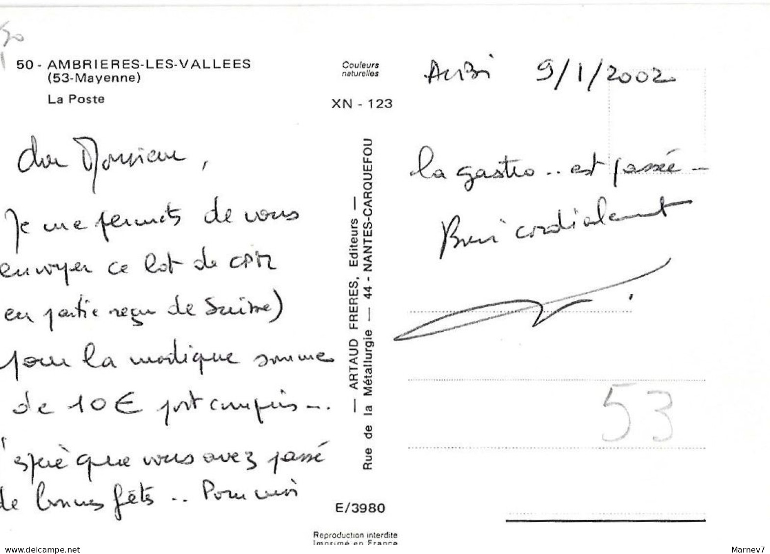 53 Mayenne - CPM - AMBRIERES Les Vallées - La Poste - 2002 - - Ambrieres Les Vallees