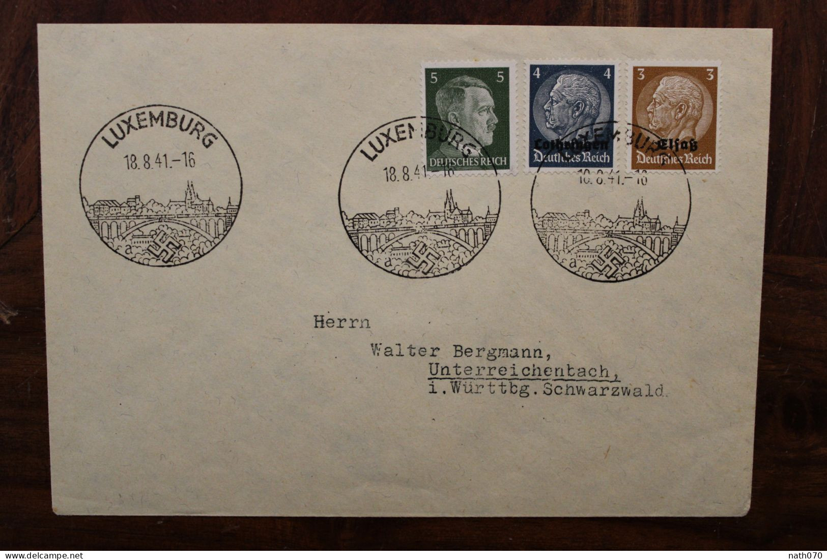 LUXEMBURG 1941 Cover Luxembourg Besetzung Affranchissement Mixte Elsass Löthringen Alsace Lorraine - 1940-1944 Deutsche Besatzung