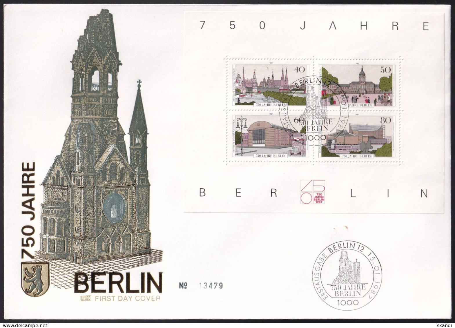 BERLIN 1987 Mi-Nr. Block 8 FDC - 1981-1990