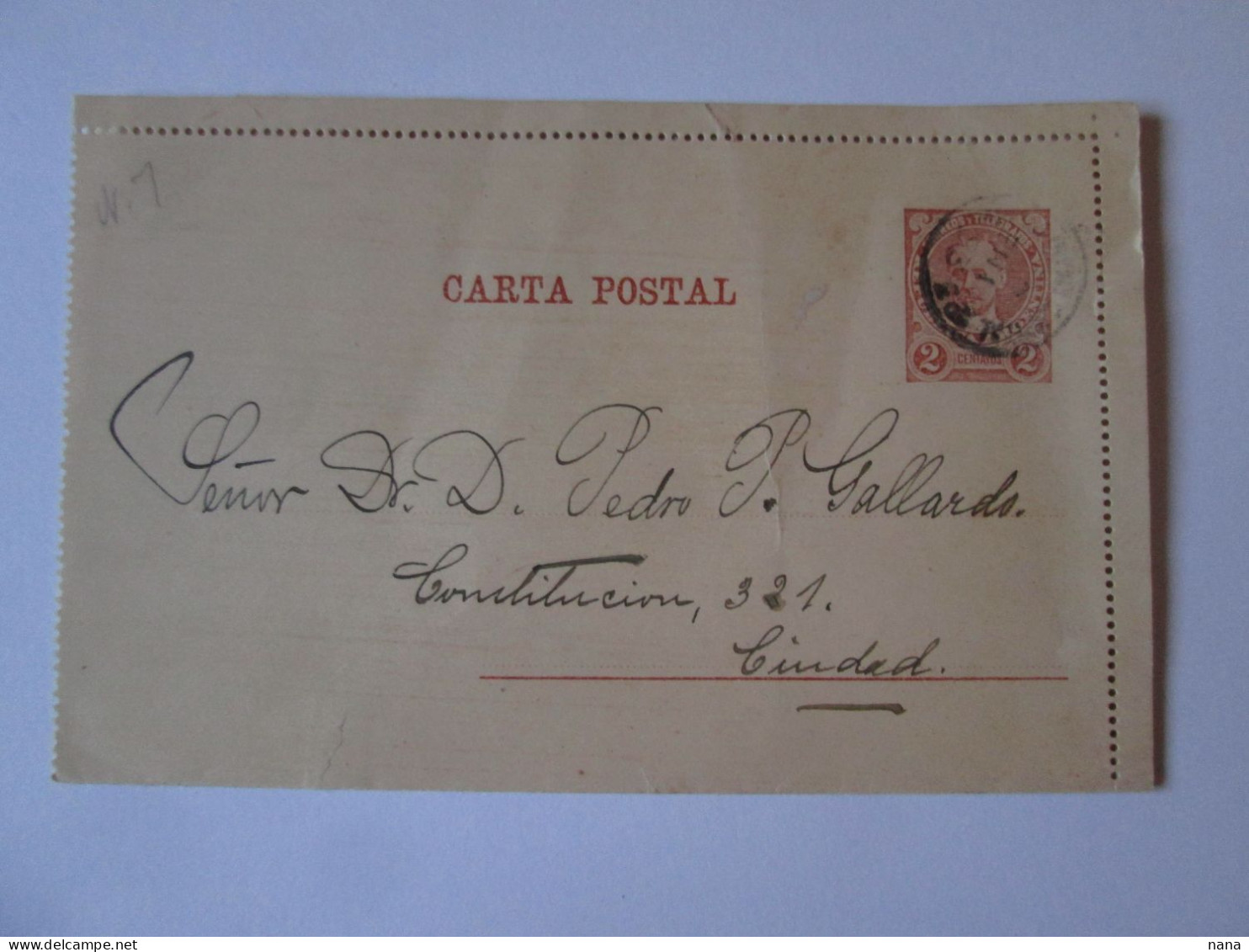 Argentina Entier Postal Fermee 2 Centavos Voyage 1892/Argentina Closed Stationery Postcard 2 Centavos Mailed 1892 - Lettres & Documents