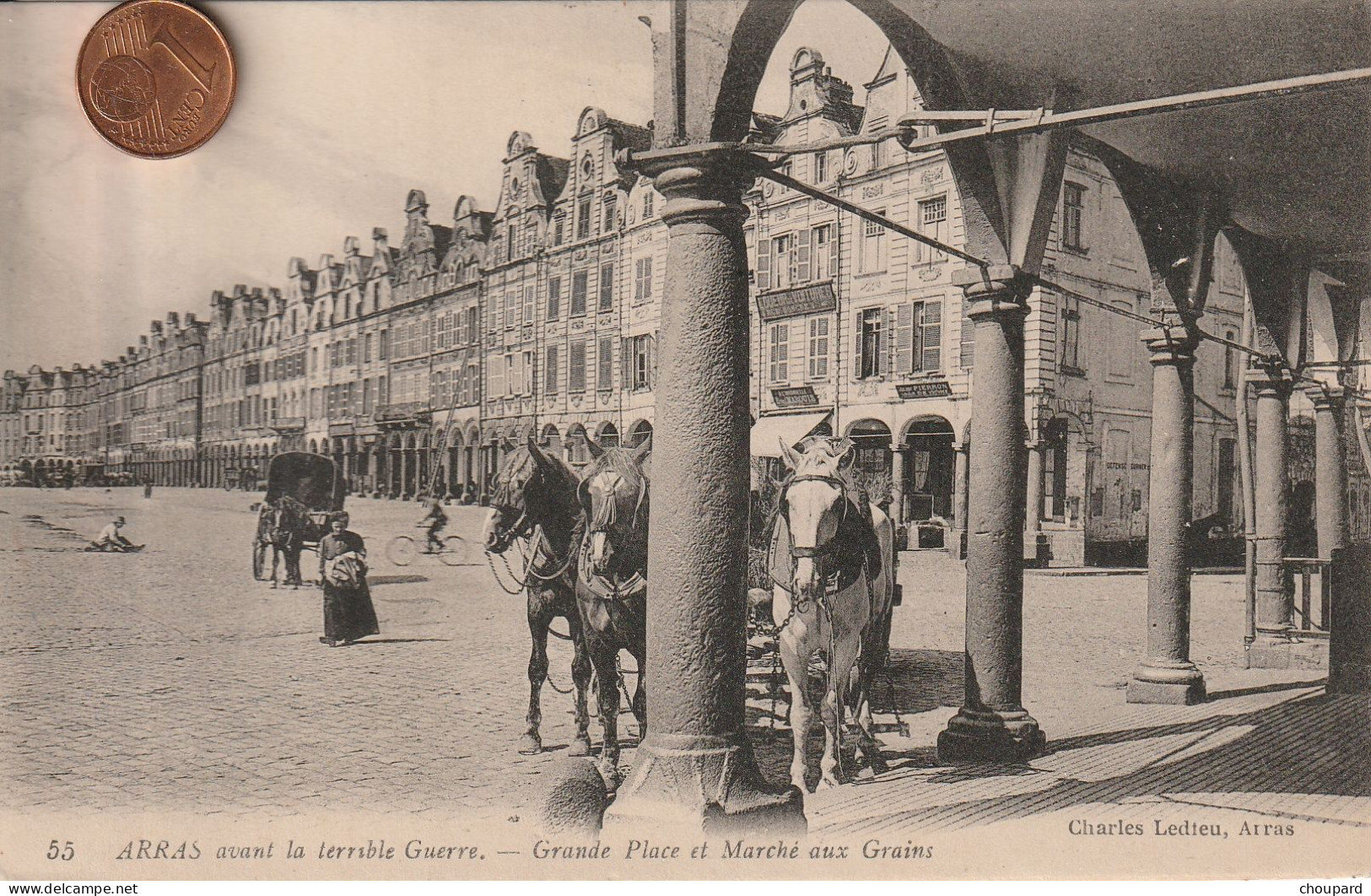 62 -  Carte Postale Ancienne De  ARRAS  Grande Place Et Marché Aux Grains - Arras