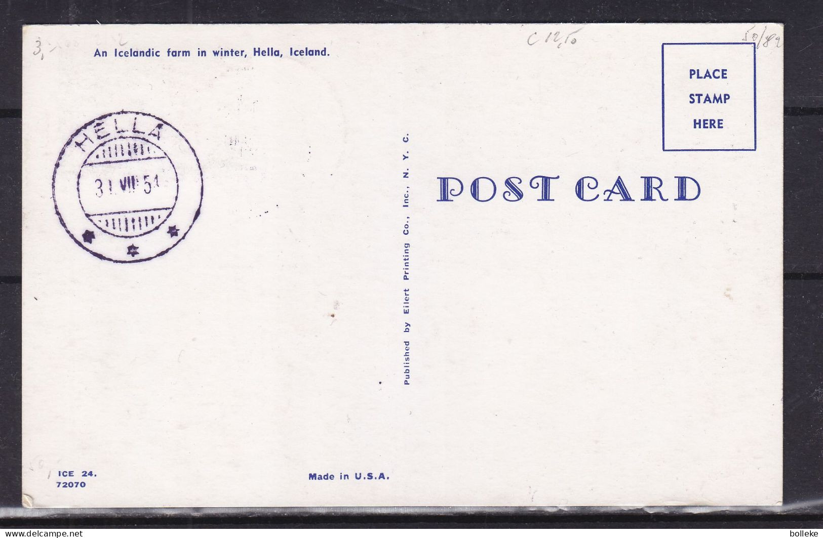 Islande - Carte Postale De 1951 - Oblit Hella - U.P.U. - Valeur 12,50 Euros - Lettres & Documents