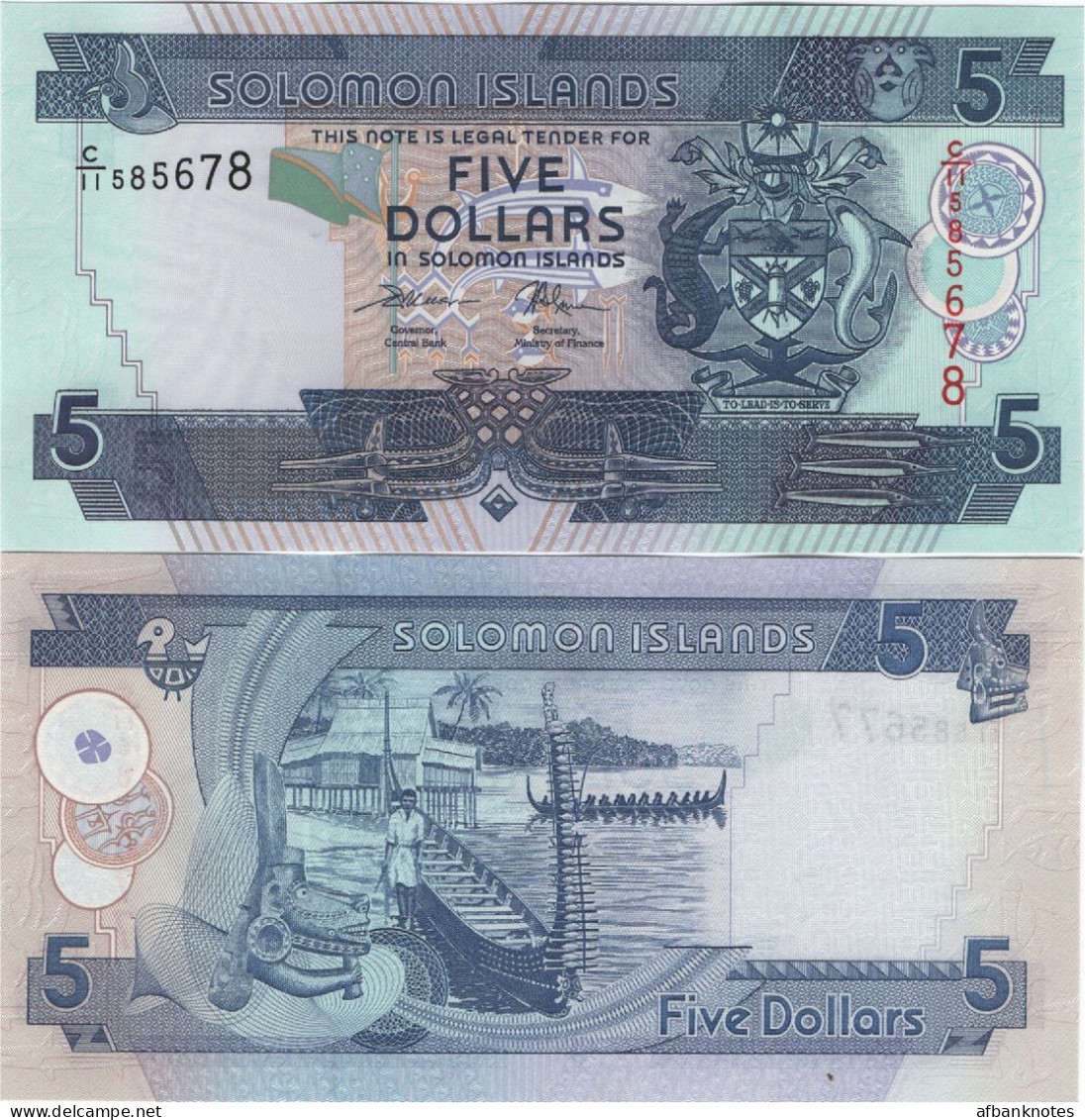 SOLOMON IS.         5 Dollars       P-26       ND (2018)       UNC  [ Sign. 11 ] - Salomons