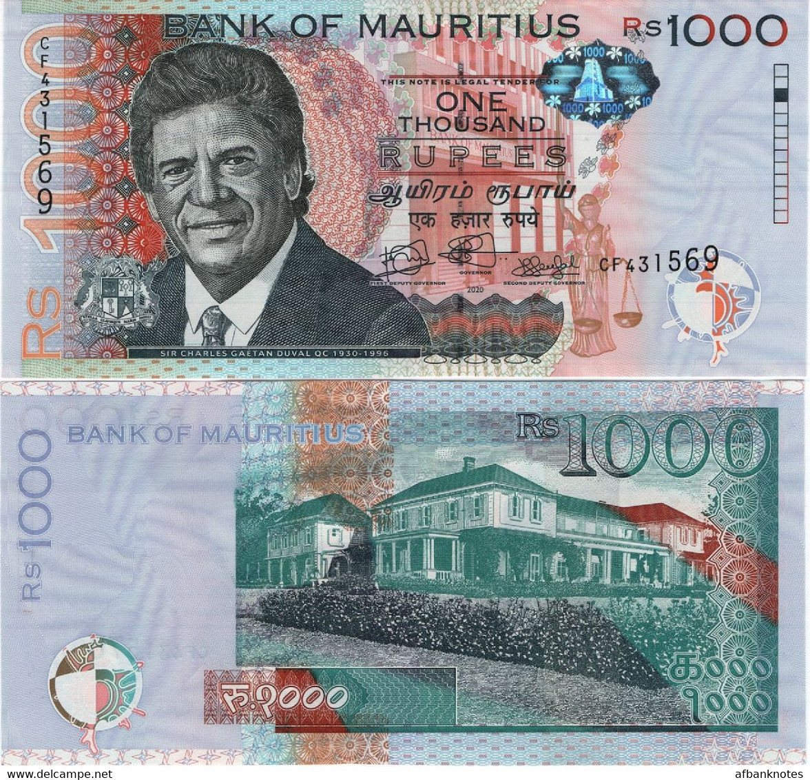 MAURITIUS       1000 Rupees       P-63[e]       2020     UNC - Mauricio