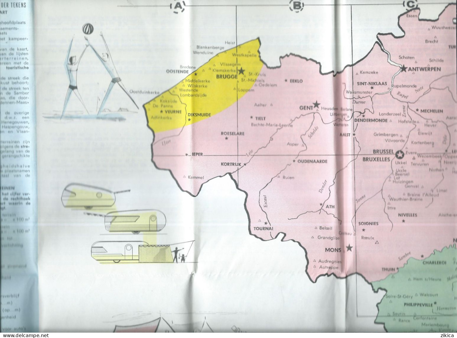 Belgium / Belgique / Belgie / Belgien - Camping Map 1965 - Autres & Non Classés