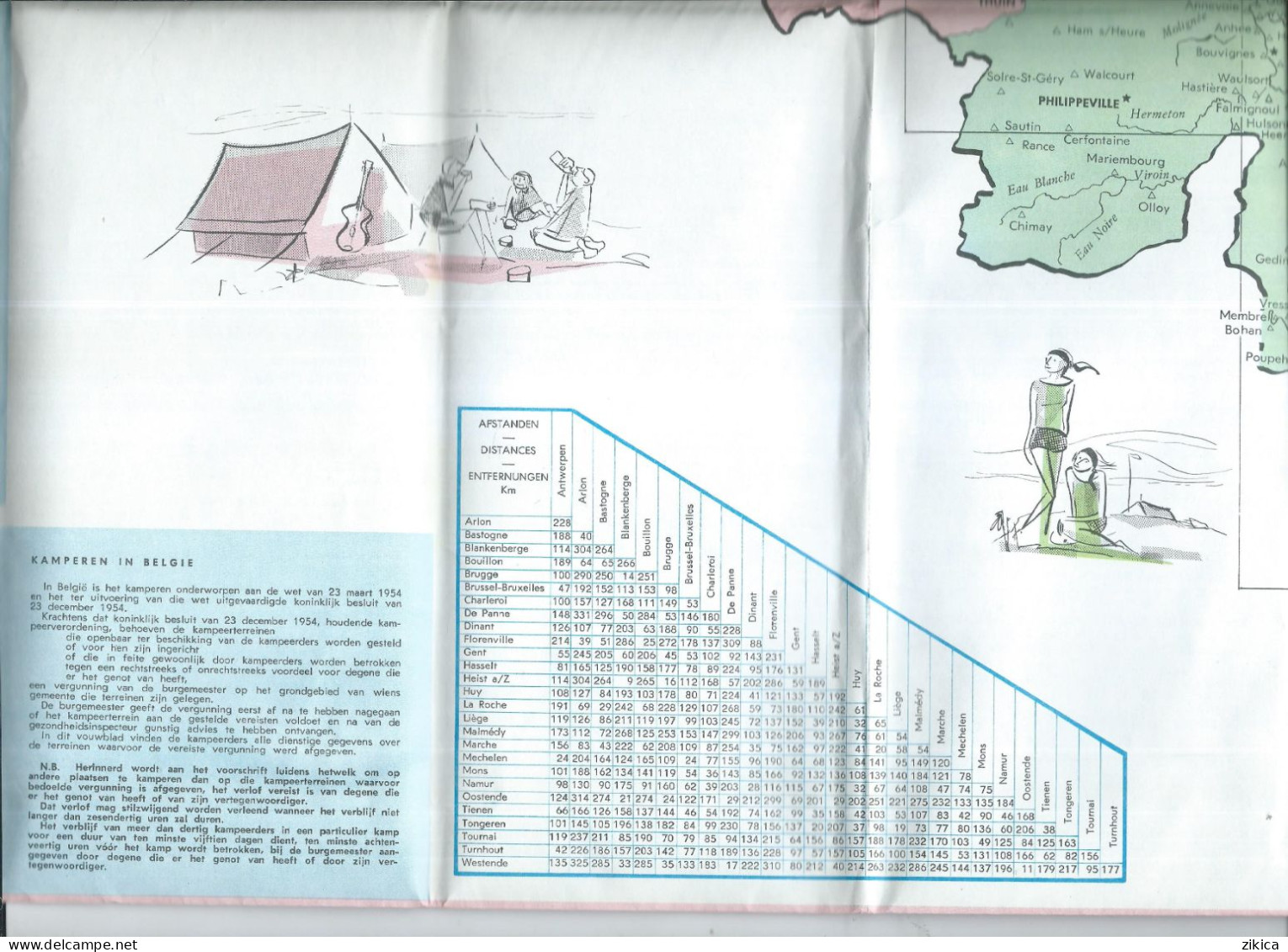 Belgium / Belgique / Belgie / Belgien - Camping Map 1965 - Autres & Non Classés