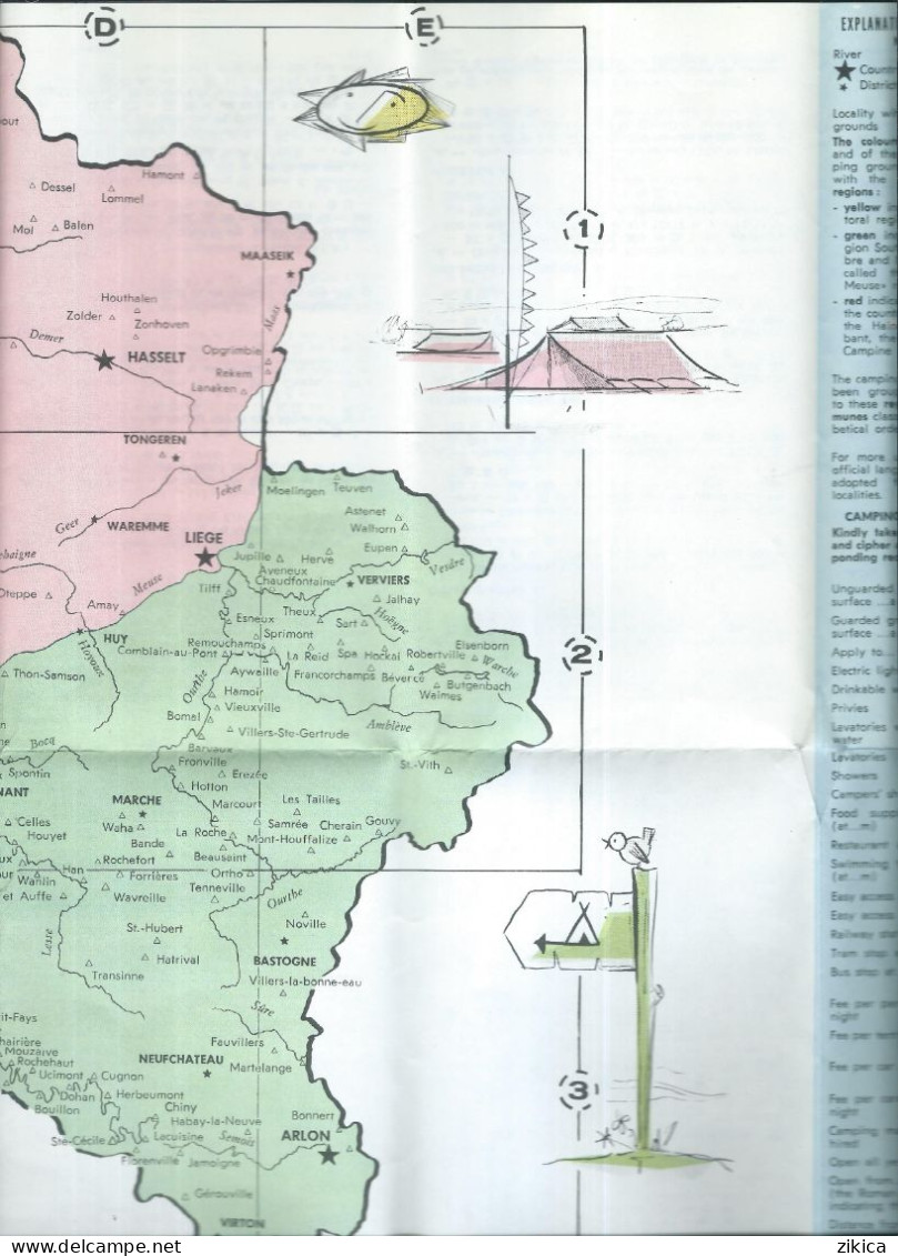 Belgium / Belgique / Belgie / Belgien - Camping Map 1965 - Autres & Non Classés