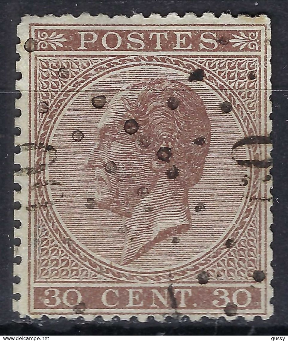 BELGIQUE Obl. PC Ca.1865-66:  Le Y&T 19, B Obl. PC 60, Nuance Brun Clair - 1865-1866 Profile Left