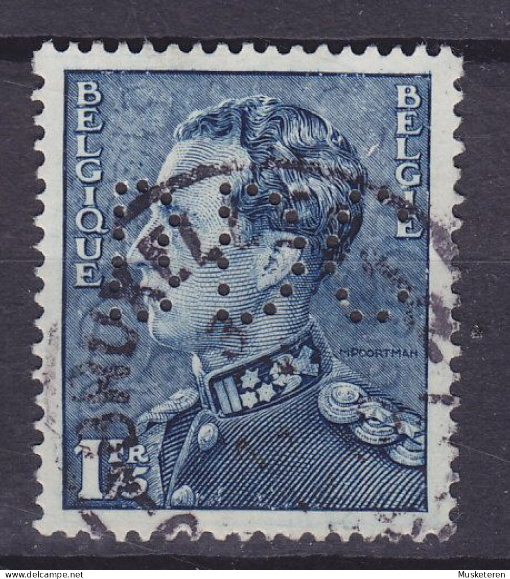 Belgium Perfin Perforé Lochung 'BDC' 1936 Mi. 426x, 1.75 Fr. Leopold III. BRUXELLES Cancel (2 Scans) - 1934-51