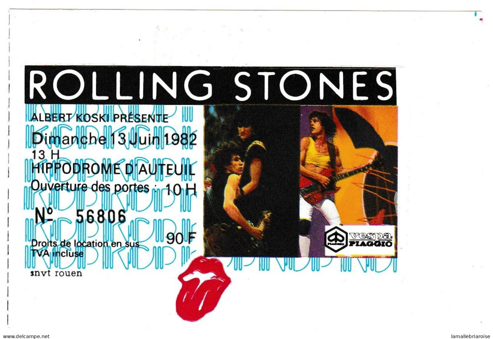Les Rolling Stones à L'Hyppodrome D'Auteuil, 13 Juin 1982 (2ème Et Dernier Tiquet) - Handtekening