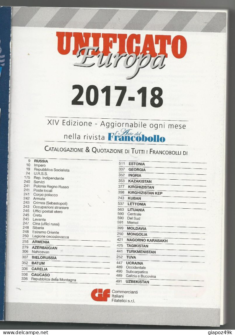 ● Catalogo ● UNIFICATO EUROPA Volume 8 ֍ 2017 /18 ● USATO (prezzi Segnati), In Buono Stato ● RUSSIA ● U.R.S.S. ● CSI ● - Italien