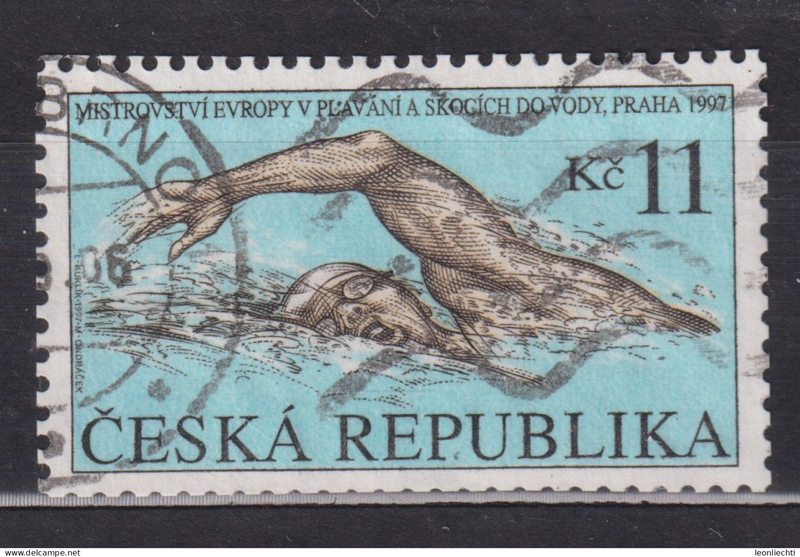 1997 Tschechische Republik  Mi:CZ 152, Sn:CZ 3018, Yt:CZ 149, European Swimming And Diving Championship - Used Stamps
