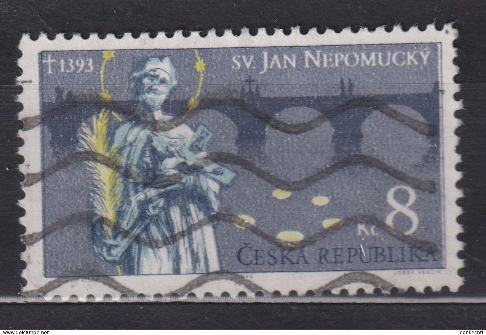 1993 Tschechische Republik Mi:CZ 4, Sn:CZ 2880, Yt:CZ 4, Sg:CZ 4,St. John Of Nepomuk And Charles Bridge, Prague - Gebraucht