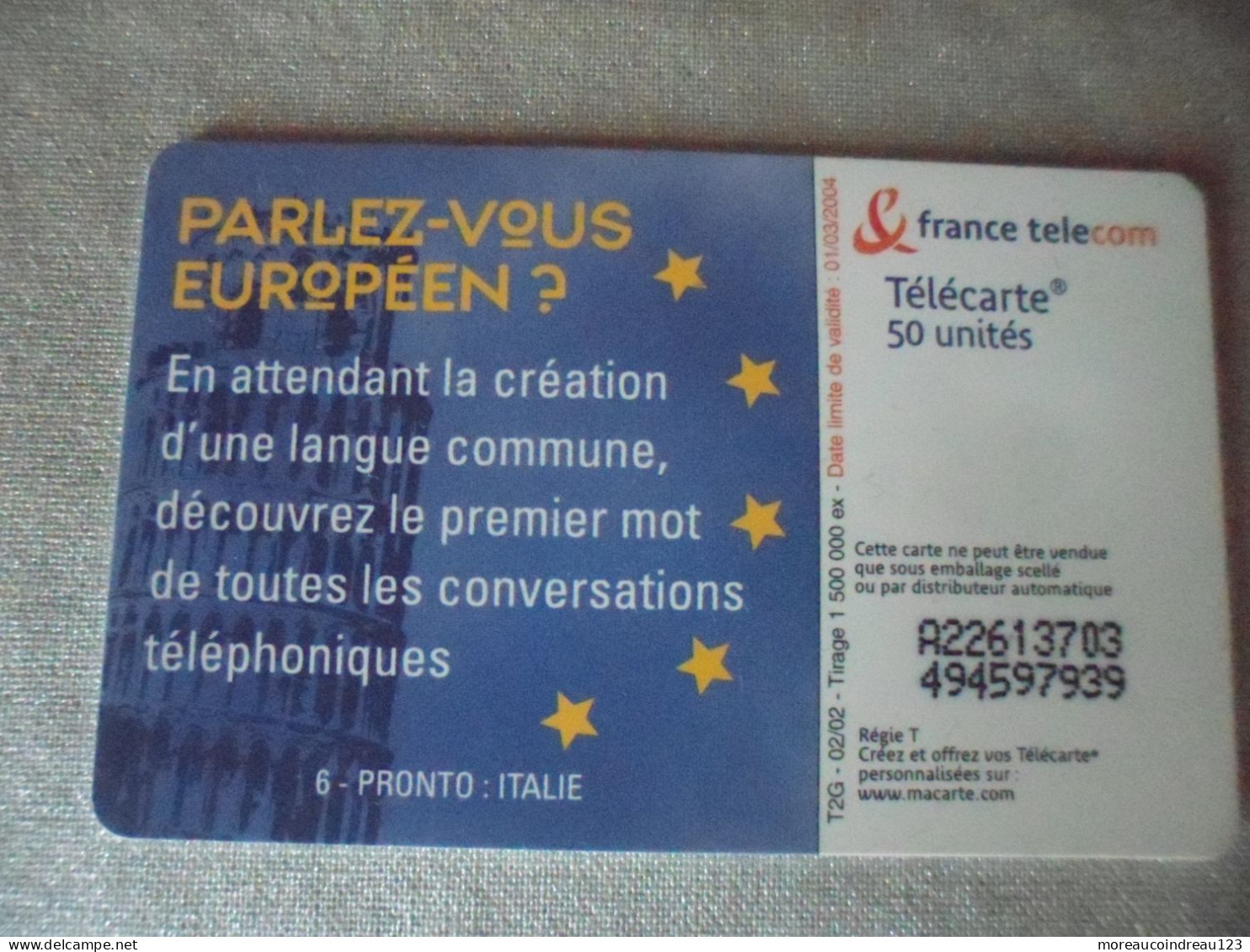 Télécarte Parlez Vous Européen "Pronto" - Kultur