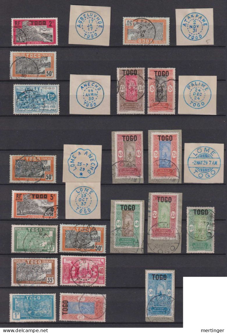 France Togo 20 Stamps Postmark Collection 1924-39 - Andere & Zonder Classificatie