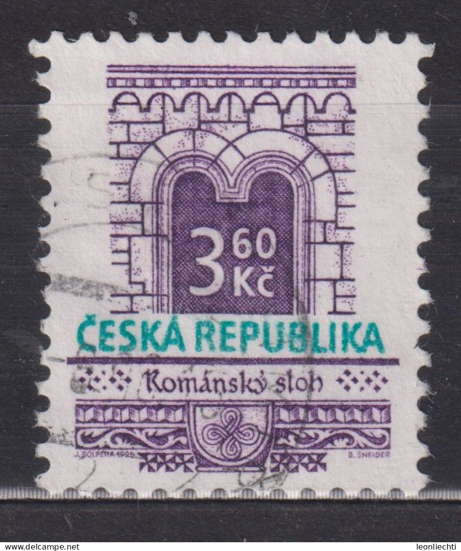 1995 Tschechische Republik Mi:CZ 95, Sn:CZ 2967A, Yt:CZ 93, Romanesque Style / Romanischer Stil - Gebraucht