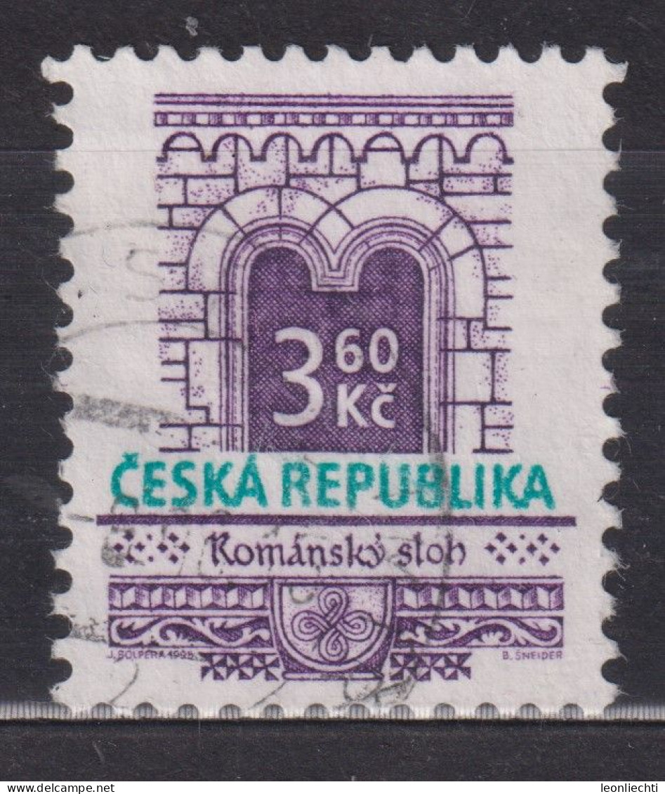 1995 Tschechische Republik Mi:CZ 95, Sn:CZ 2967A, Yt:CZ 93, Romanesque Style / Romanischer Stil - Usati