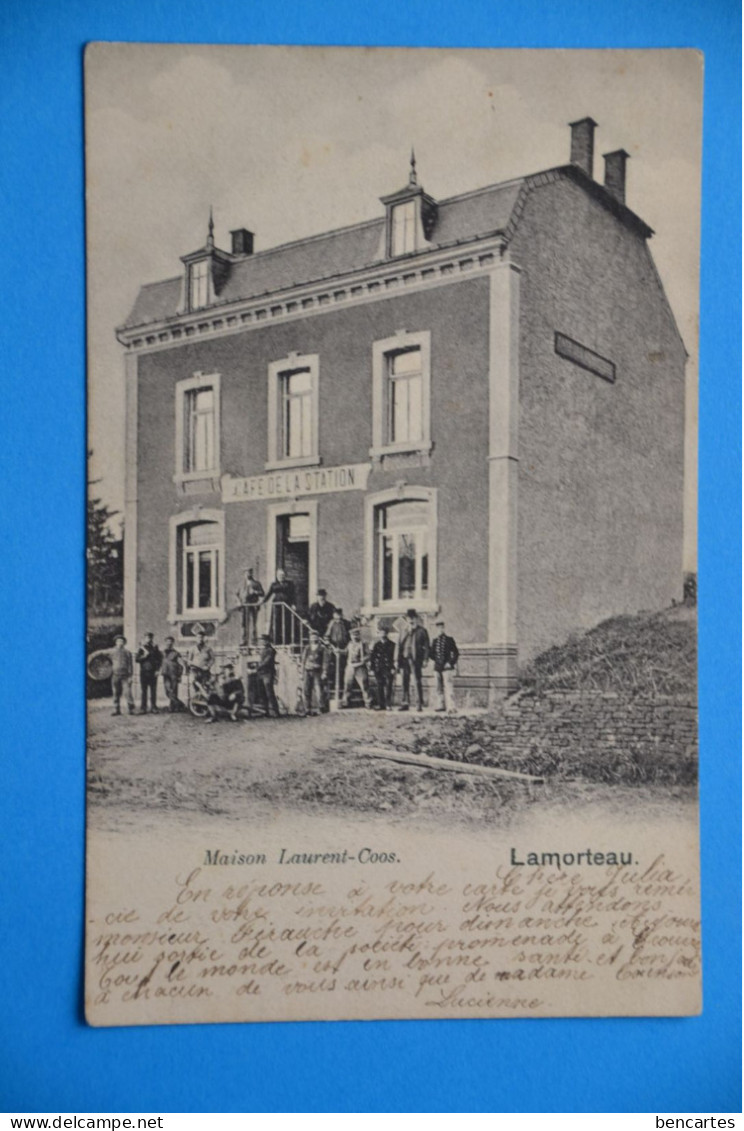 Lamorteau 1905: Maison Laurent-Coos , Café De La Station. Très Animée - Rouvroy