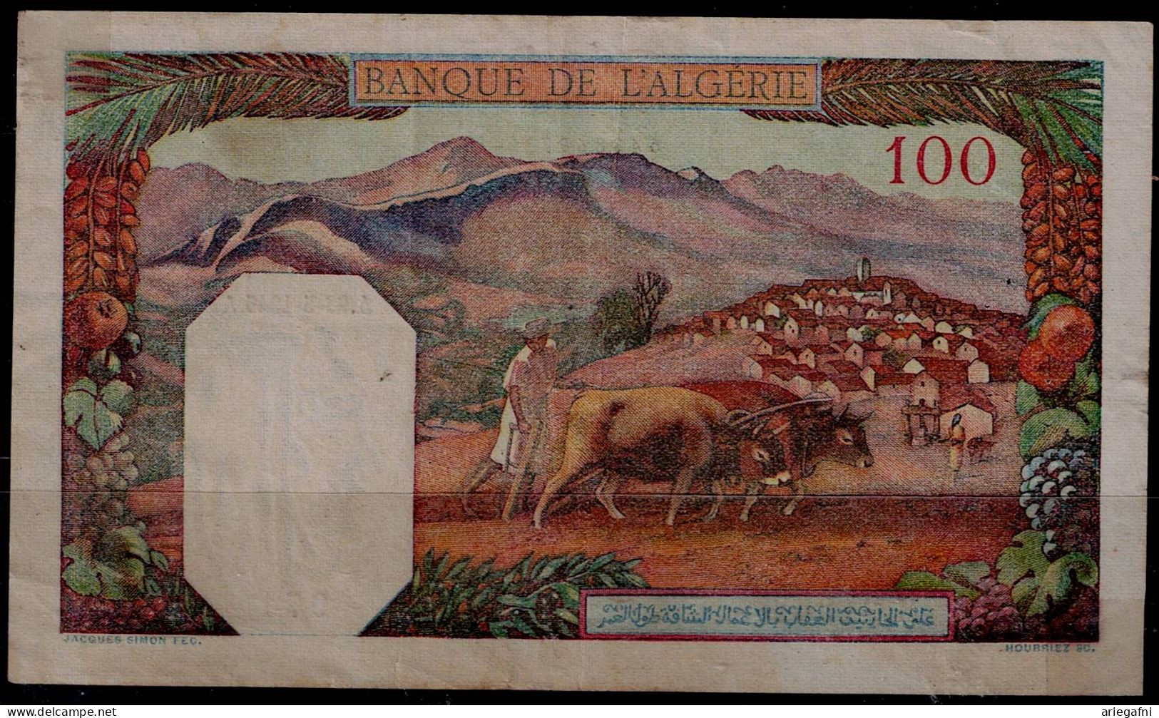 FRENCH ALGERIA  1940-41 BANKNOTE 100 FRANCS VF!! - Algeria